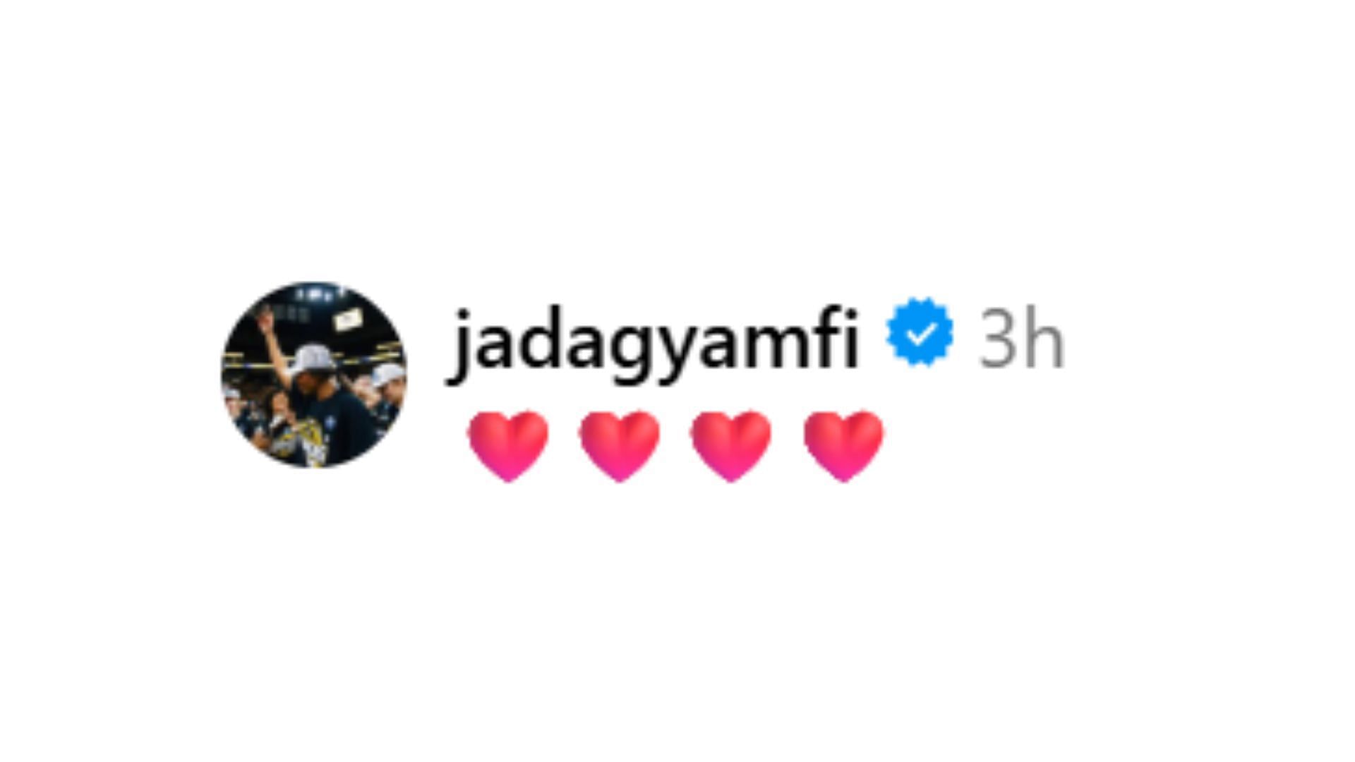 Jada Gyamfi's reaction (image Source: @addie.deal/Instagram)